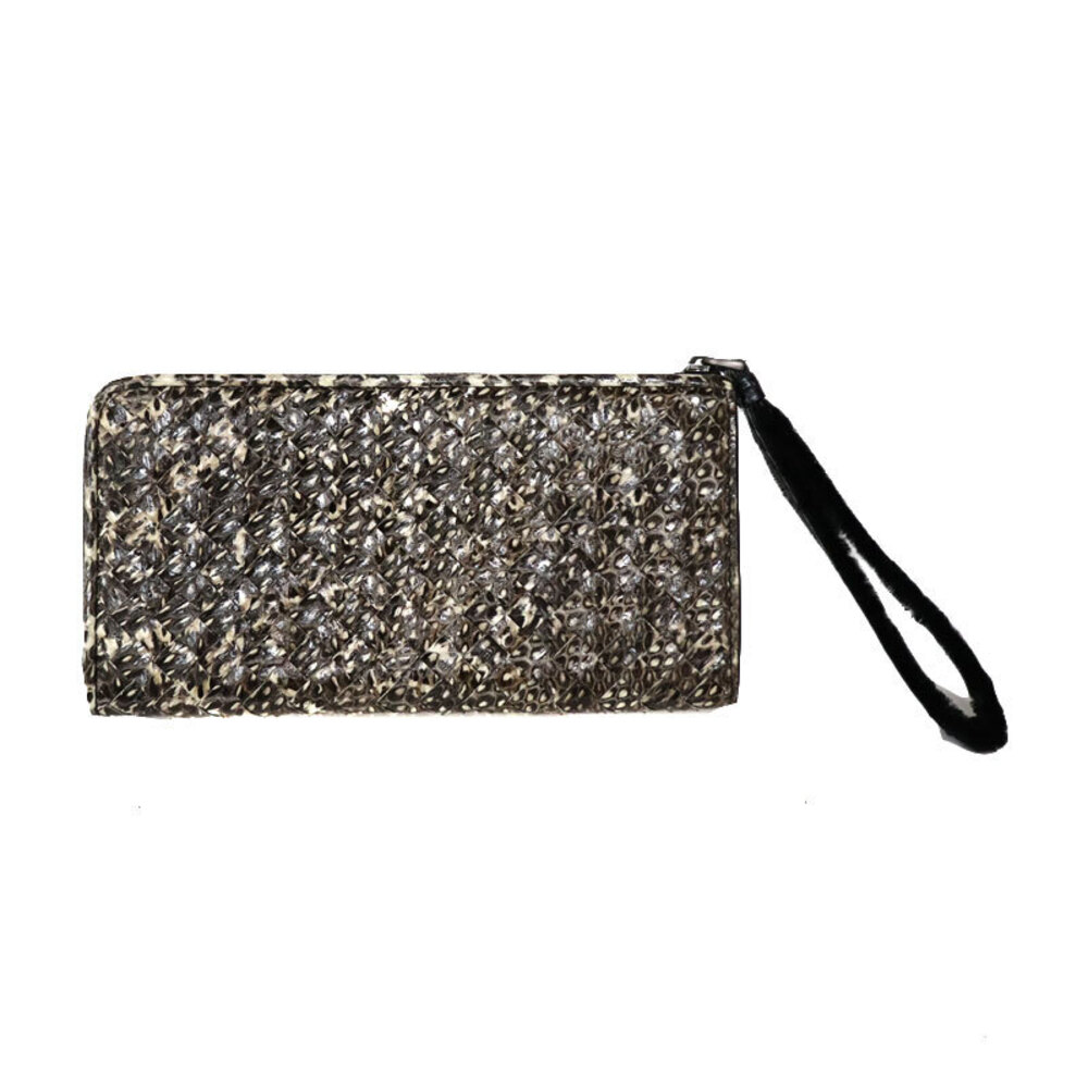 BOTTEGA VENETA Zip Long Wallet Python Leather Bla… - image 1